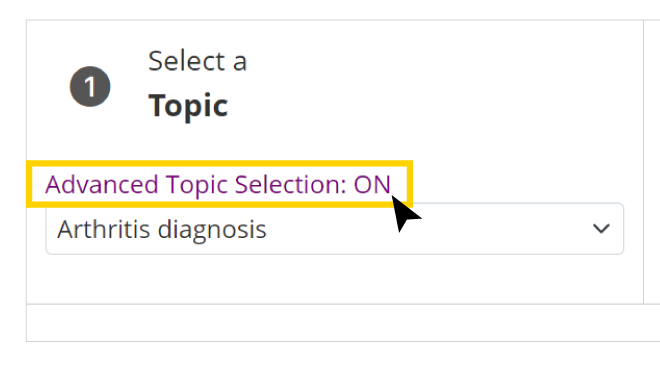 DQS Advanced Topic Selection Screenshot highlighting the Advanced Topic Selection link