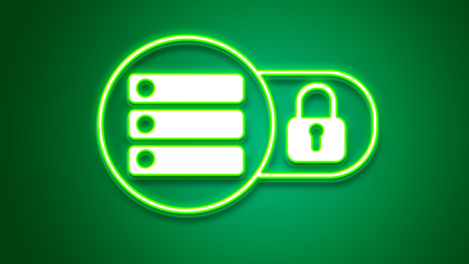 Icon of a bulleted list next to an icon of a padlock