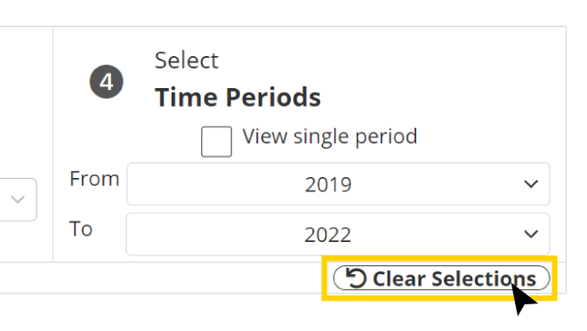 DQS Clear Selection Screenshot of "Clear Selections" link in DQS