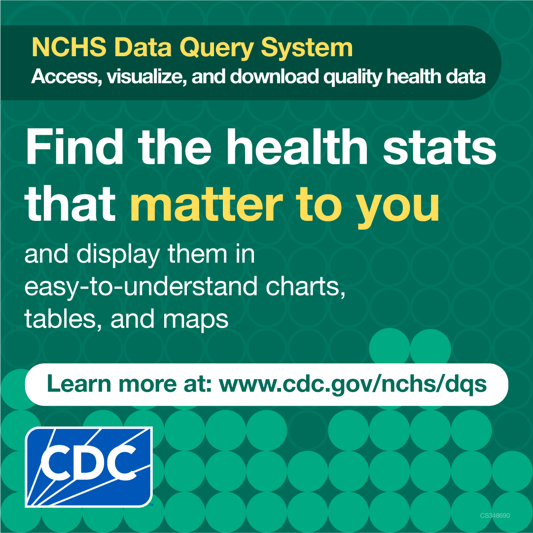 DQS Visualize Social Media Graphic Data Query System social media graphic in green, yellow, and white with CDC logo.
