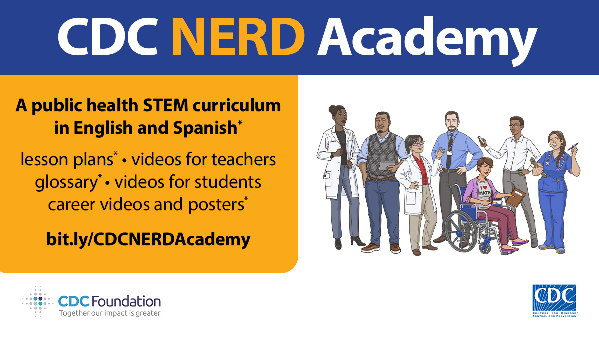 NERD-1200x675-FB TW CDC NERD Academy. a new public health STEM curriculum in English and Spanish. 2 of 8 modules available now.