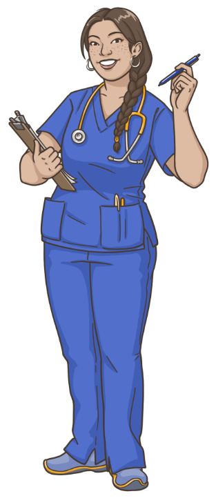 nerd-pavati Woman public health nurse standing holding board and pen.