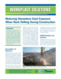 Image of publication Workplace Solutions: Reducing Hazardous Dust Exposure When Rock Drilling During Construction