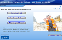 Home screen for Keeping Cool training