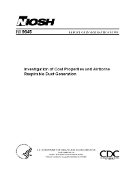 Image of publication Investigation of Coal Properties and Airborne Respirable Dust Generation