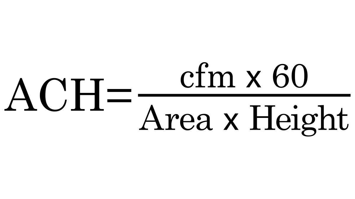 AHC Equation The letters AHC on the left, then cfm by 60 over area by height.