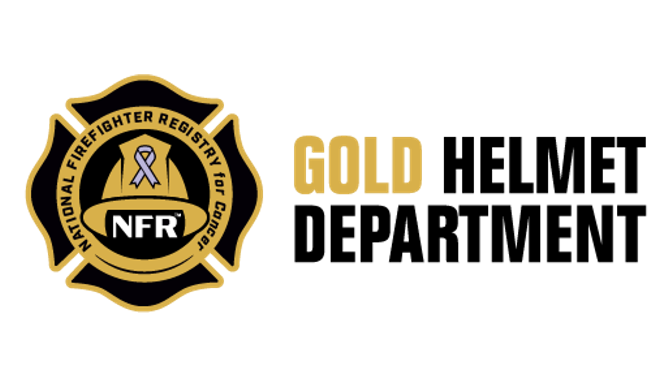 NFR Gold Helmet Full NFR logo of Firefighter helmet with purple cancer ribbon; Gold Helmet Department