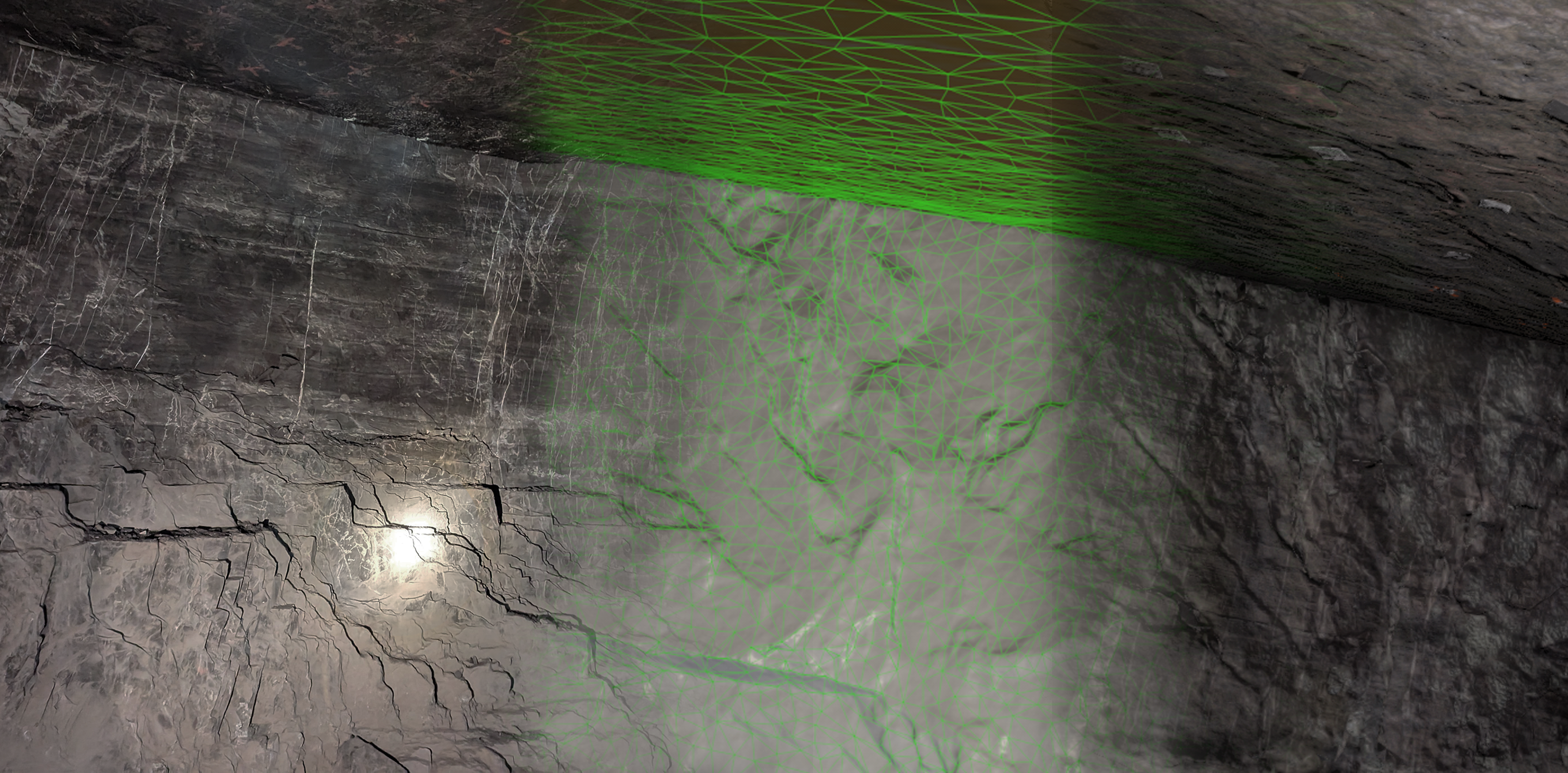 A blended image depicting the process of creating a digital environment (right) using photography (left) and LiDAR scanning techniques (middle). A blended image depicting the process of creating a digital environment (right) using photography (left) and LiDAR scanning techniques (middle).