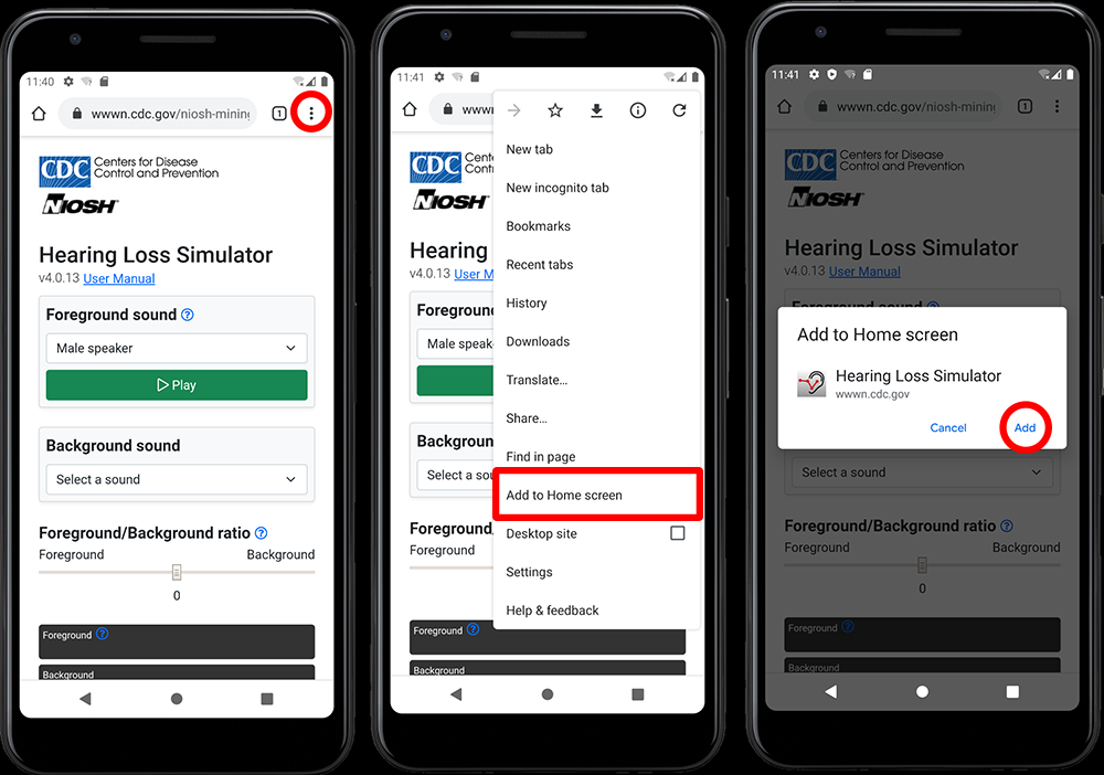 PWA installation steps on Android Screenshots showing PWA installation steps on Android