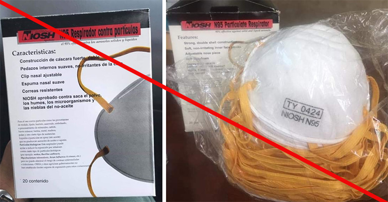 Product and product packaging misrepresenting a NIOSH approval