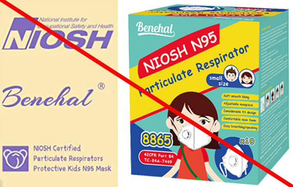 Product packaging misrepresenting a NIOSH approval