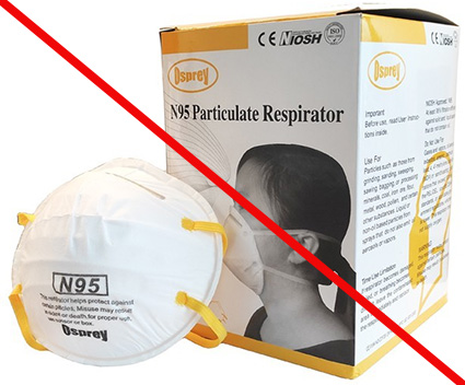 Product and product packaging misrepresenting a NIOSH approval