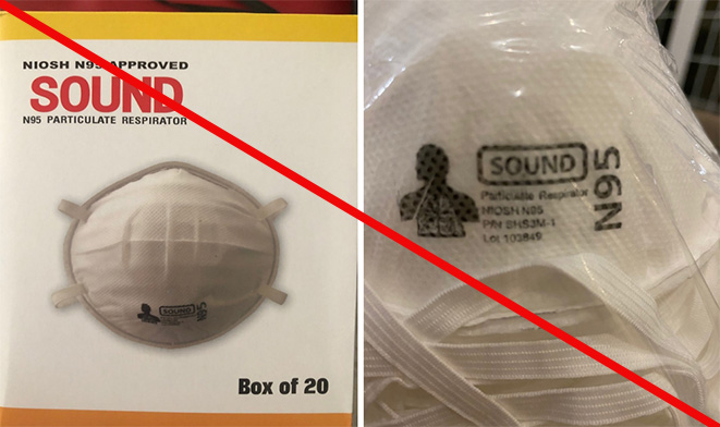 Product and product packaging misrepresenting a NIOSH approval