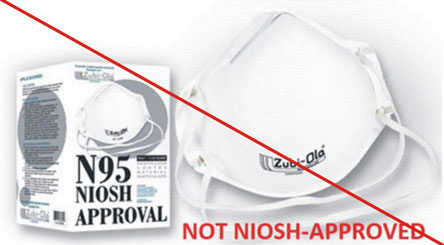Counterfeit respirator and respirator packaging