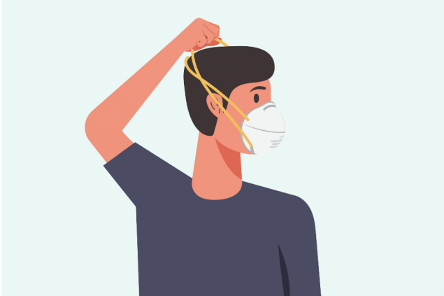 Person wearing N95 respirator.