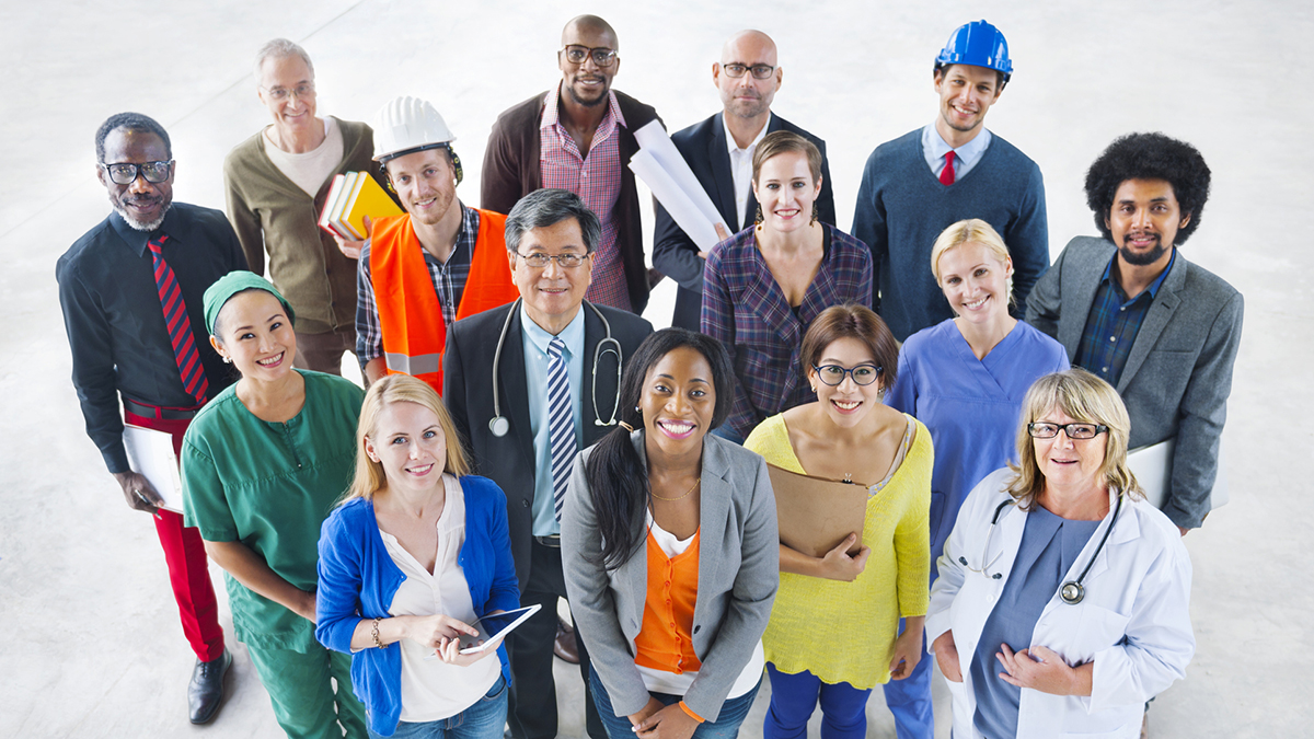 513957135 Diverse group of male and female workers.