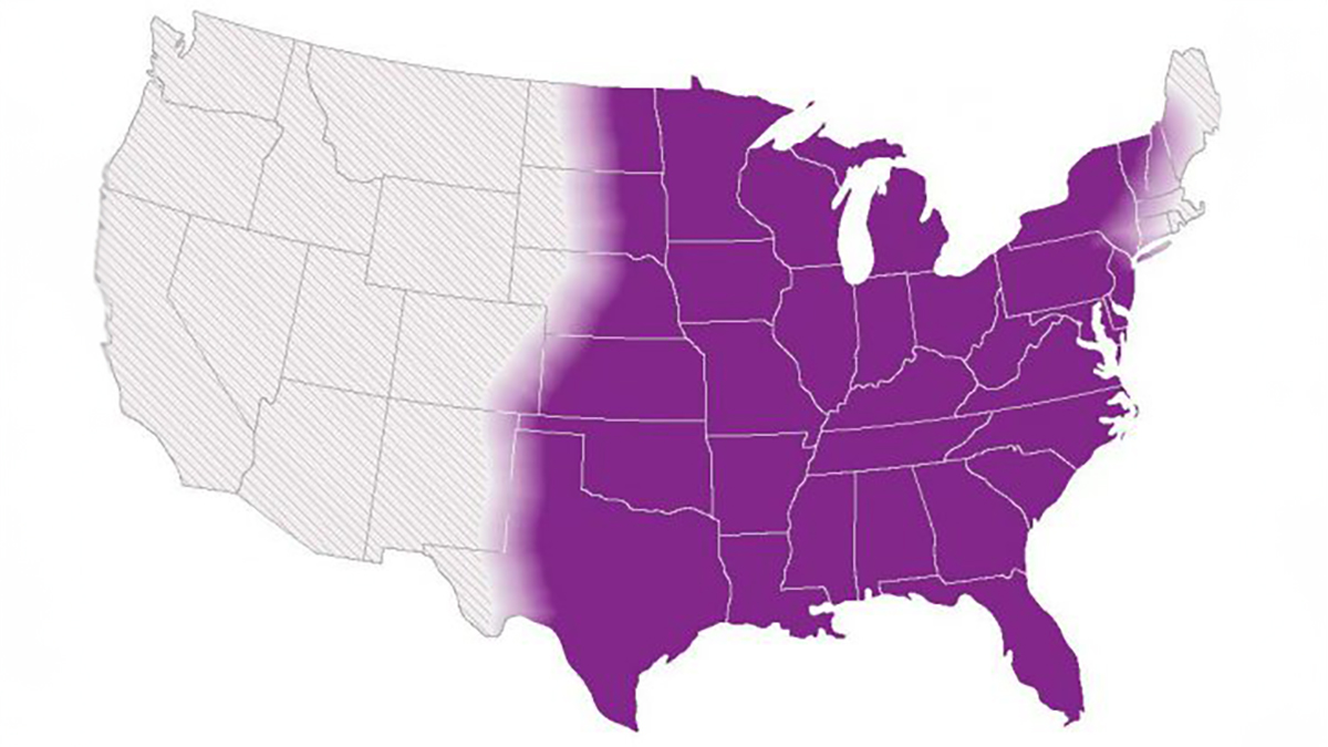 — title missing — Map with shading in the eastern United States