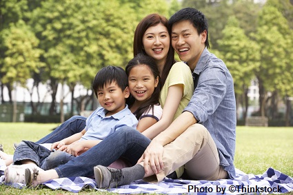 --no title-- Asian family with their two children