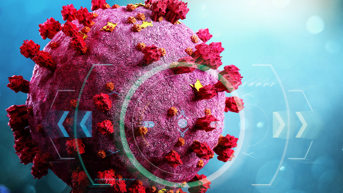 Covid-19 Response - Thumbnail Colorized ball with protrusions representing Covid-19 virus
