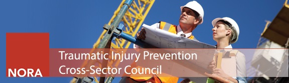 NORA Banner Banner image for Traumatic Injury Prevention, Man and woman looking at blueprints