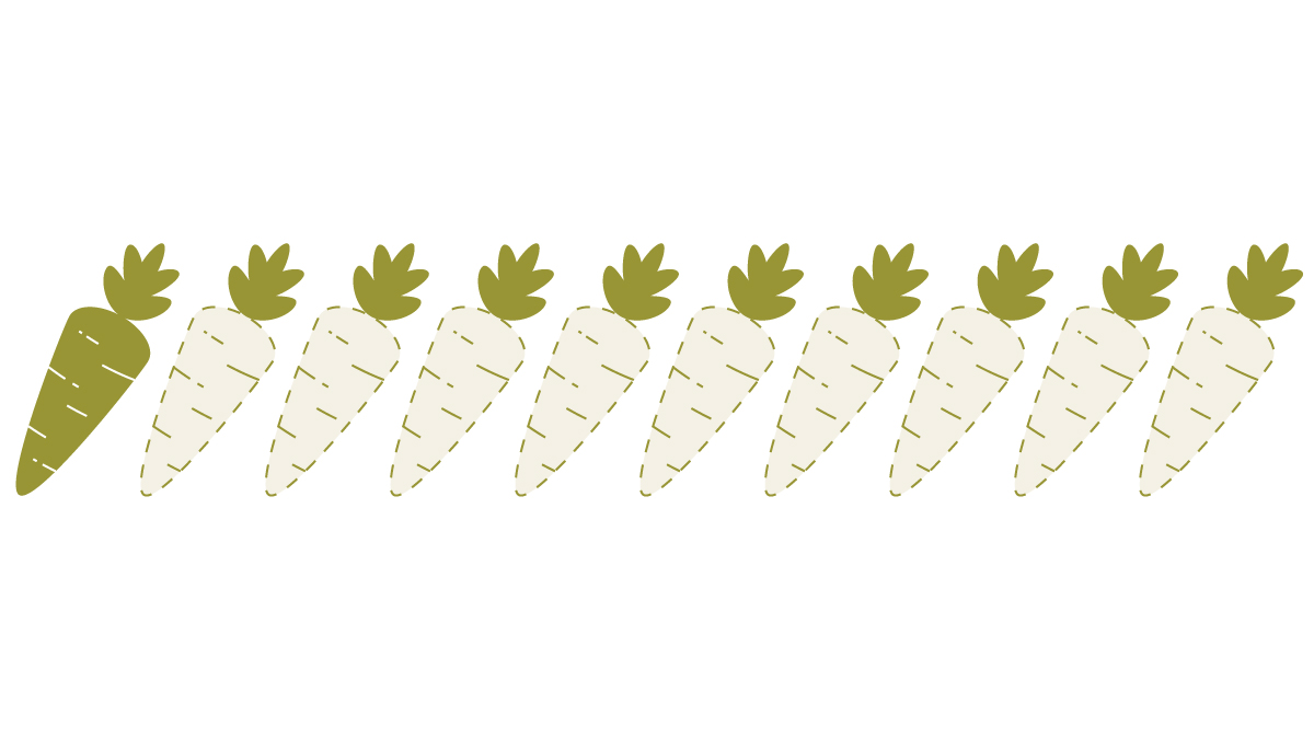 — title missing — Illustration where 1 in 10 carrots is highlighted.
