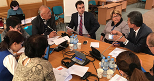 Aybek Khodiev, CDC-Uzbekistan, engages in action planning for One Health workforce development and training through group discussion with representatives from Ministry of Health, State Veterinary Committee, Ministry of Emergency Situations, and State Committee for Ecology and Nature Protection. Photo credit: Tory Seffren Aybek Khodiev, CDC-Uzbekistan, engages in action planning for One Health workforce development and training through group discussion with representatives from Ministry of Health, State Veterinary Committee, Ministry of Emergency Situations, and State Committee for Ecology and Nature Protection. Photo credit: Tory Seffren