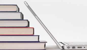 Laptop and books