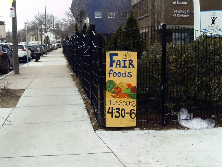 Example of a positive photovoice narrative on food assistance programs. 'The picture of the sign lets me know there are healthy food options in my neighborhood that are inexpensive, which is encouraging and promising.'