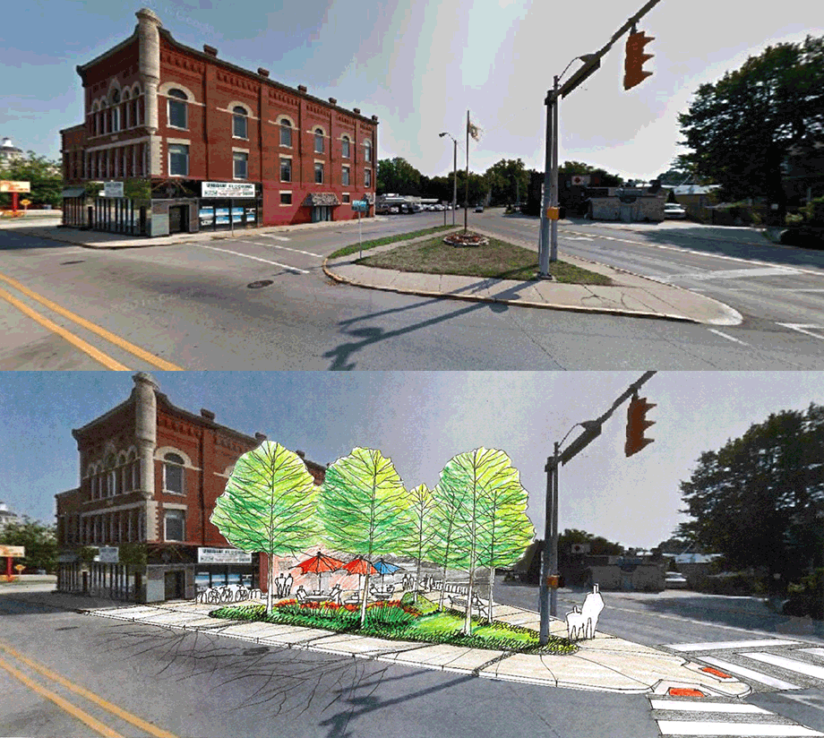16_0503_02 Design visualization sketch, using a community workshop model to support active living in Indiana, 2014–2015.