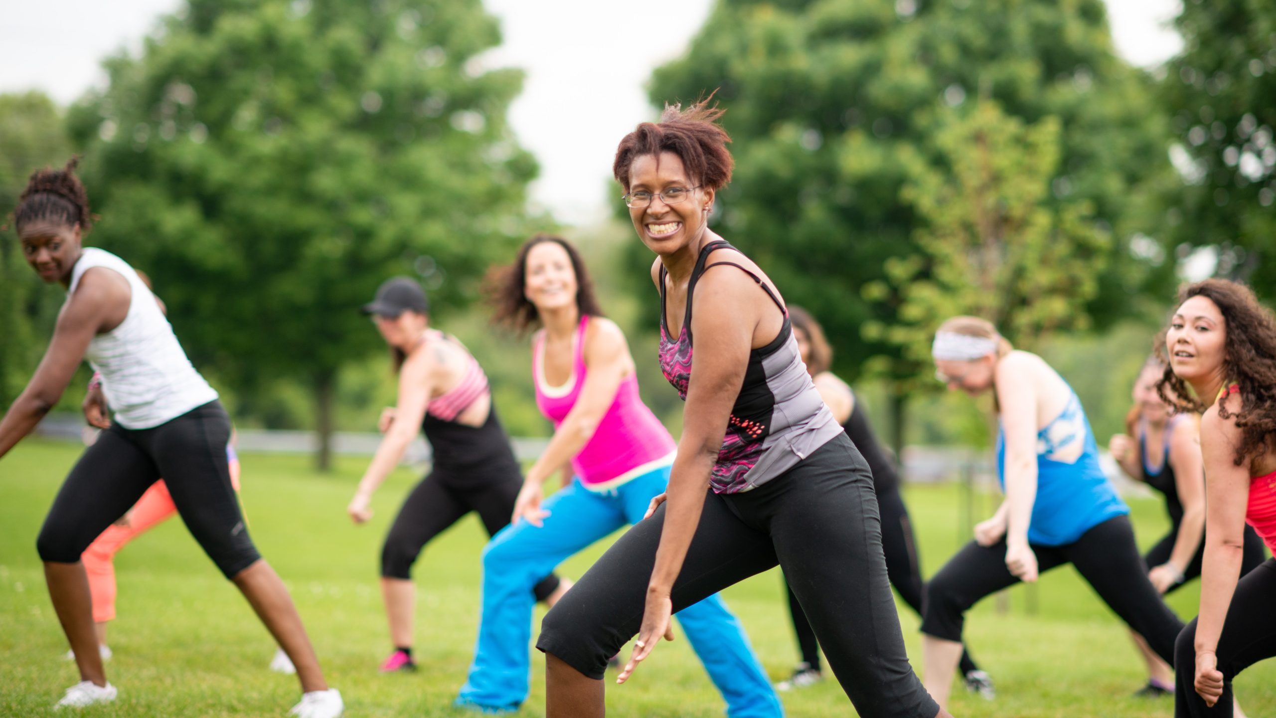 — title missing — Women exercising in a park