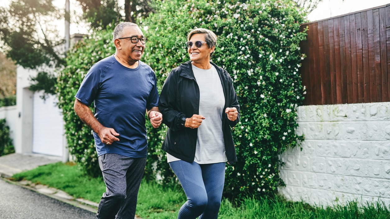 — title missing — Couple jogging outdoors