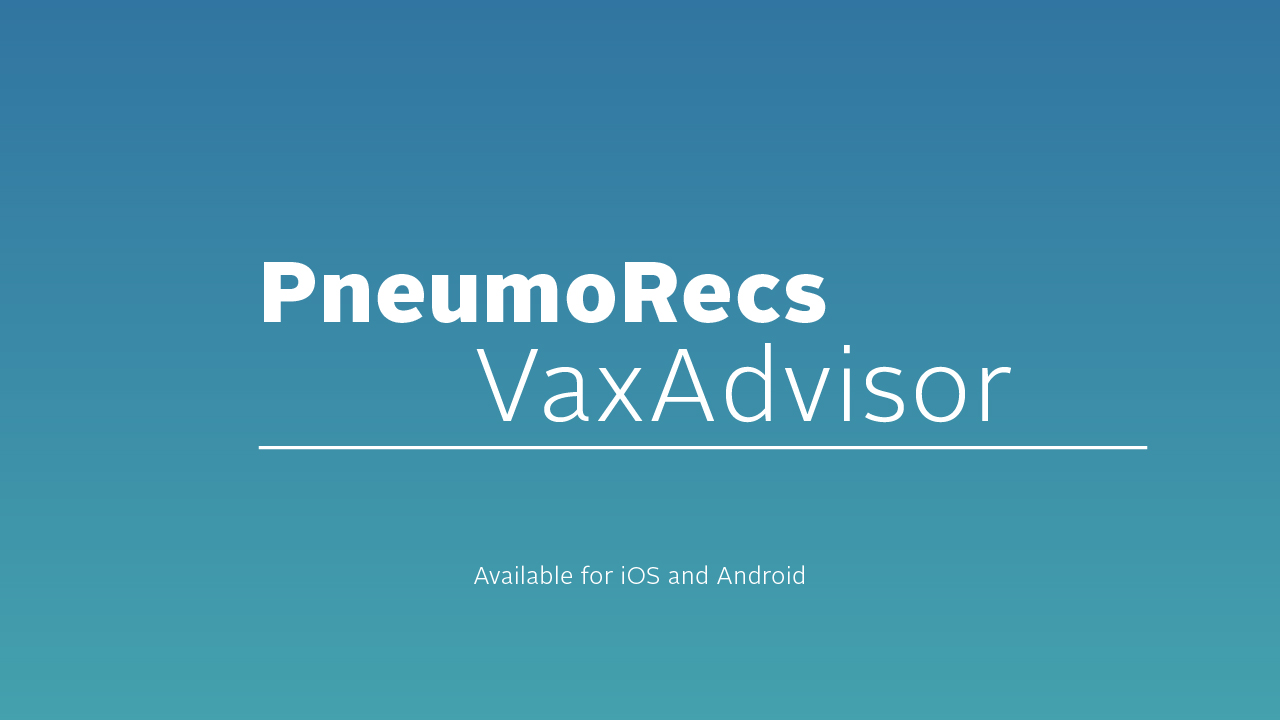 pneumorecs logo PneumoRecs VaxAdvisor logo on a blue background.
