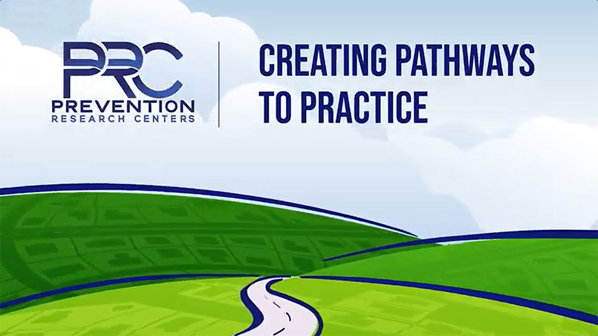 PRC Pathway to Practice thumbnail Image from PRC Pathways to Practice video with illustrated road disappearing to hills on horizon.
