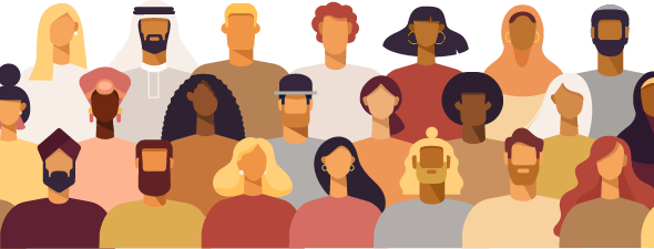 Image showing multiple cartoon images of individuals from multiple nationalities.