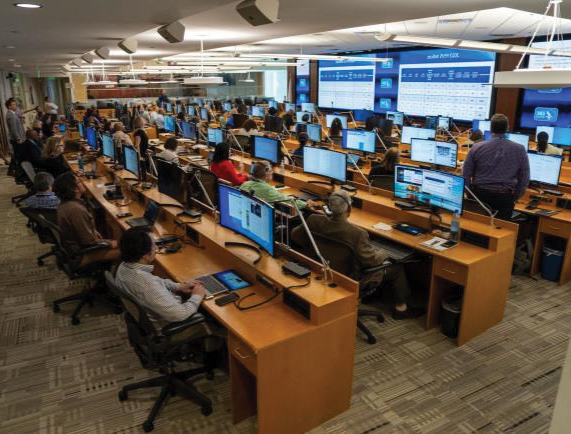 Emergency operations center Public health officials sitting in front of computers at CDC's Emergency Operations Center