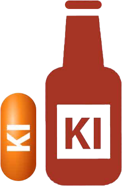 Potassium Iodide vector graphic representation of Potassium Iodide (KI) pill and liquid