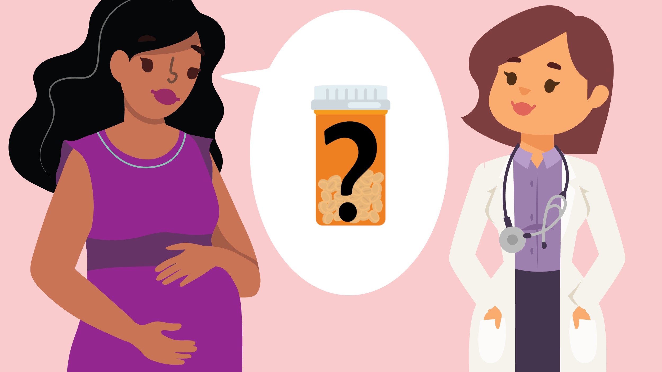 Rx4292001.jpg Pregnant woman talking to doctor about medication.