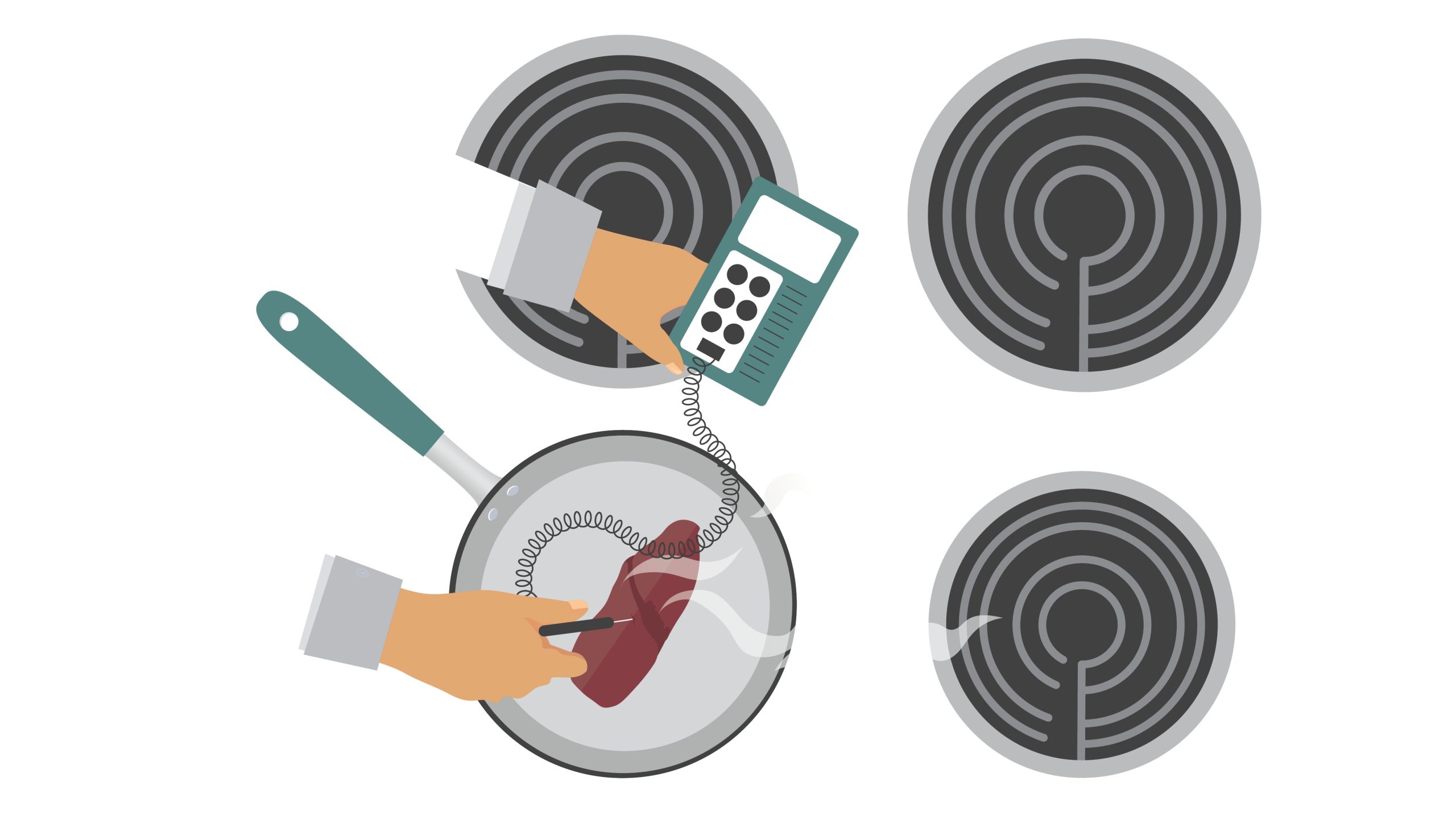 Chicken Liver Infographic Graphic of stove top with pan and meat; hands are holding a thermometer in the meat.