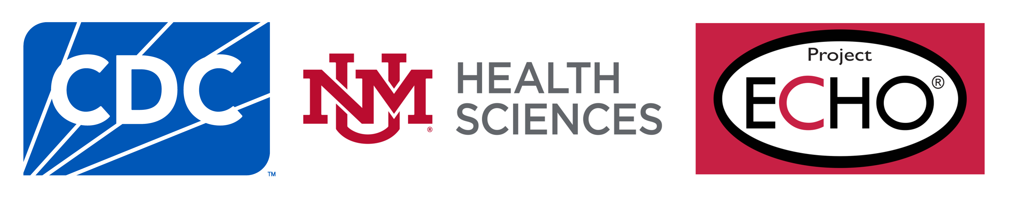 CDC ECHO Biosafety Logos for CDC, University of New Mexico Health Sciences, and Project ECHO.