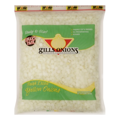 Bag of onions Image of a bag of diced onions