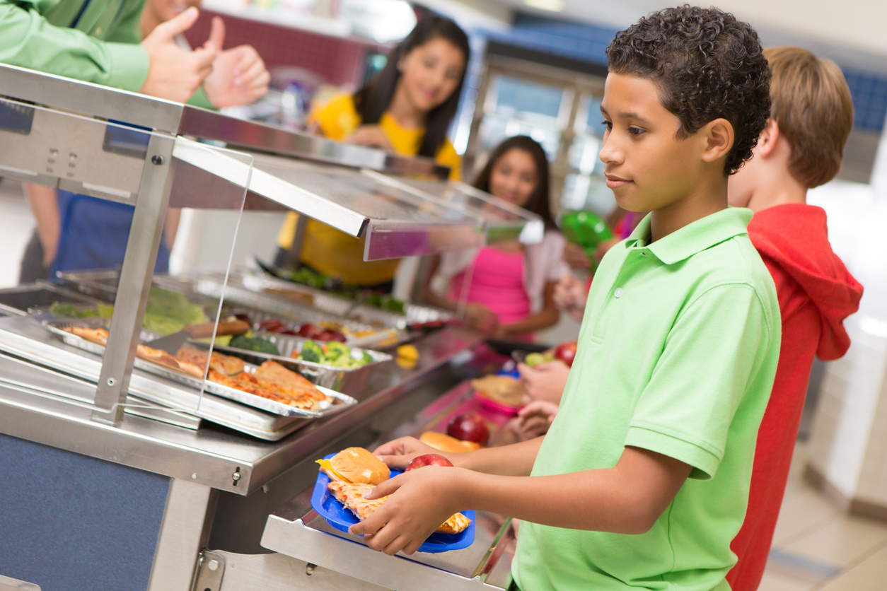 School cafeteria Student in line of a school cafeteria.