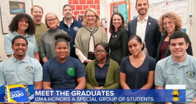 Sal Puglisi GMA Students Group of people with text banner at the bottom. Text reads "Meet the graduates. GMA honors a special group of students."