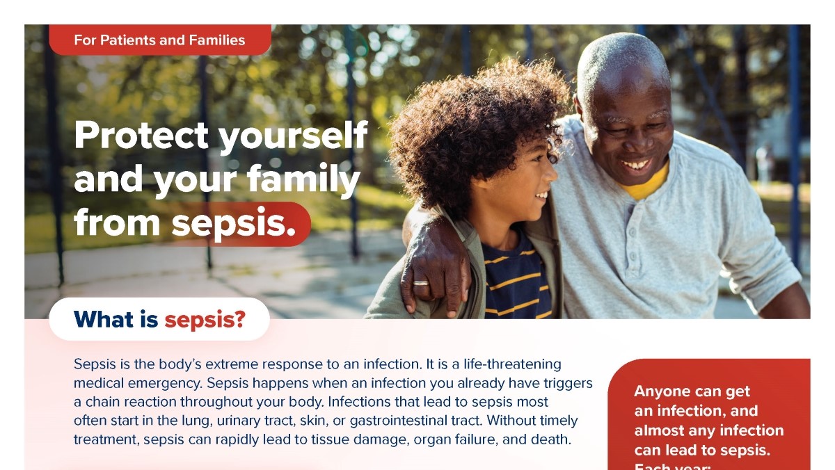 A picture of the "Protect Yourself and Your Family From Sepsis" resource
