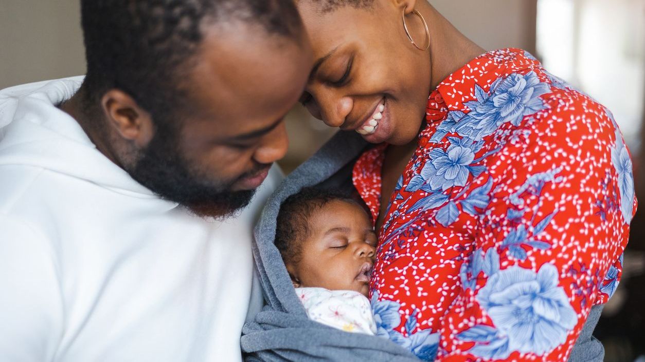 Baby New parents looking at newborn