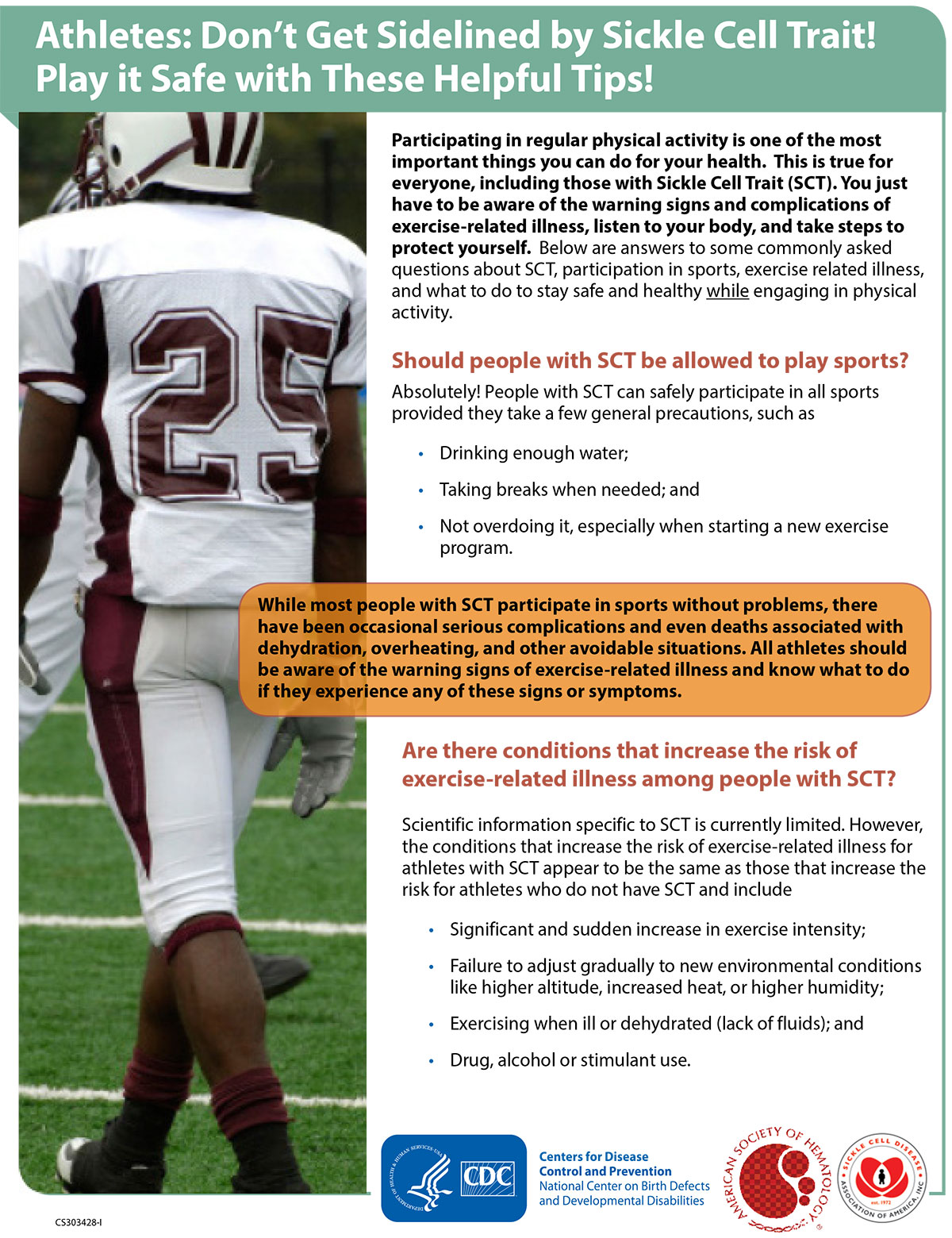 -- title missing -- Athletes: Don’t get sidelined by sickle cell trait! Play it safe with these helpful tips! - factsheet thumbnail