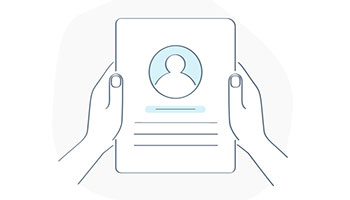Courtney's Photo Is Not Available. This image shows a person holding a tablet with the silhouette of a person.