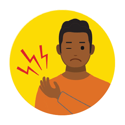 — title missing — Illustration of a man with shoulder weakness.