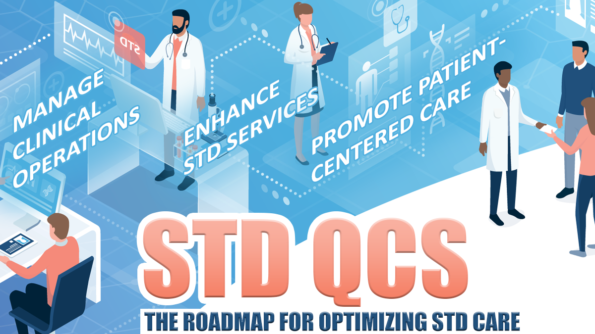 STD QCS banner "STD QCS: The Roadmap for Optimizing STD Care". Graphic with health care providers.