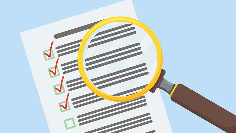 Training Report Forms Magnifying glass hovering over a document checklist.