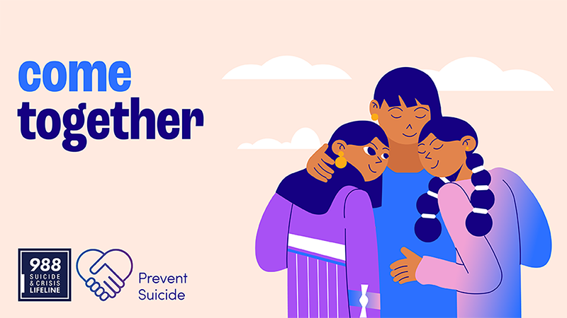 — title missing — Indigenous people hugging. Come together. Prevent suicide.